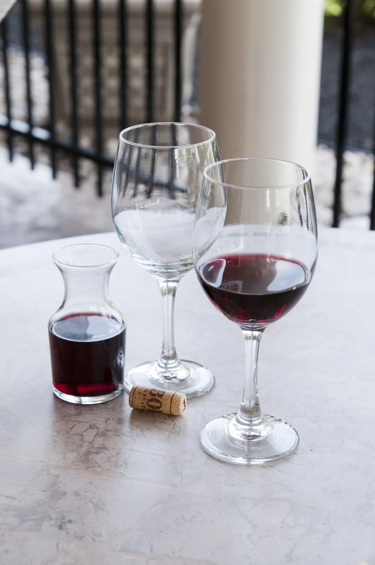 Two glasses of wine on the patio
